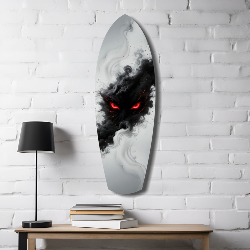 Smoke Beast Red Eyes Dark Fantasy Glass Wall Art.