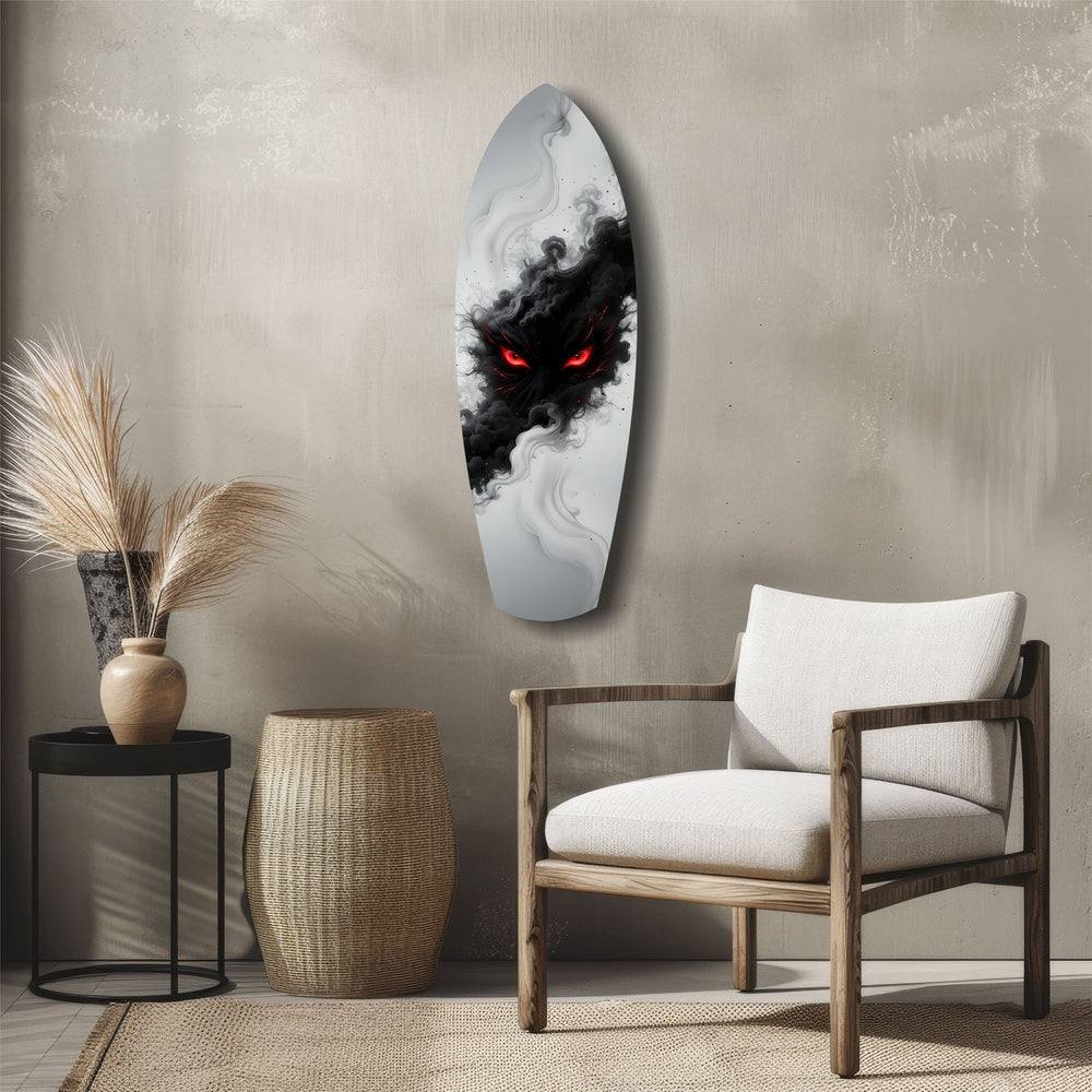 Smoke Beast Red Eyes Dark Fantasy Glass Wall Art.