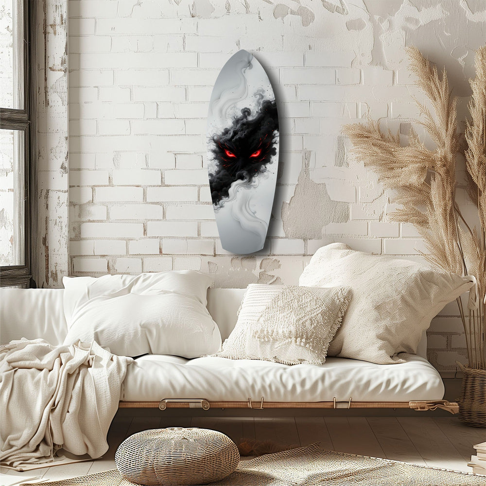 Smoke Beast Red Eyes Dark Fantasy Glass Wall Art.