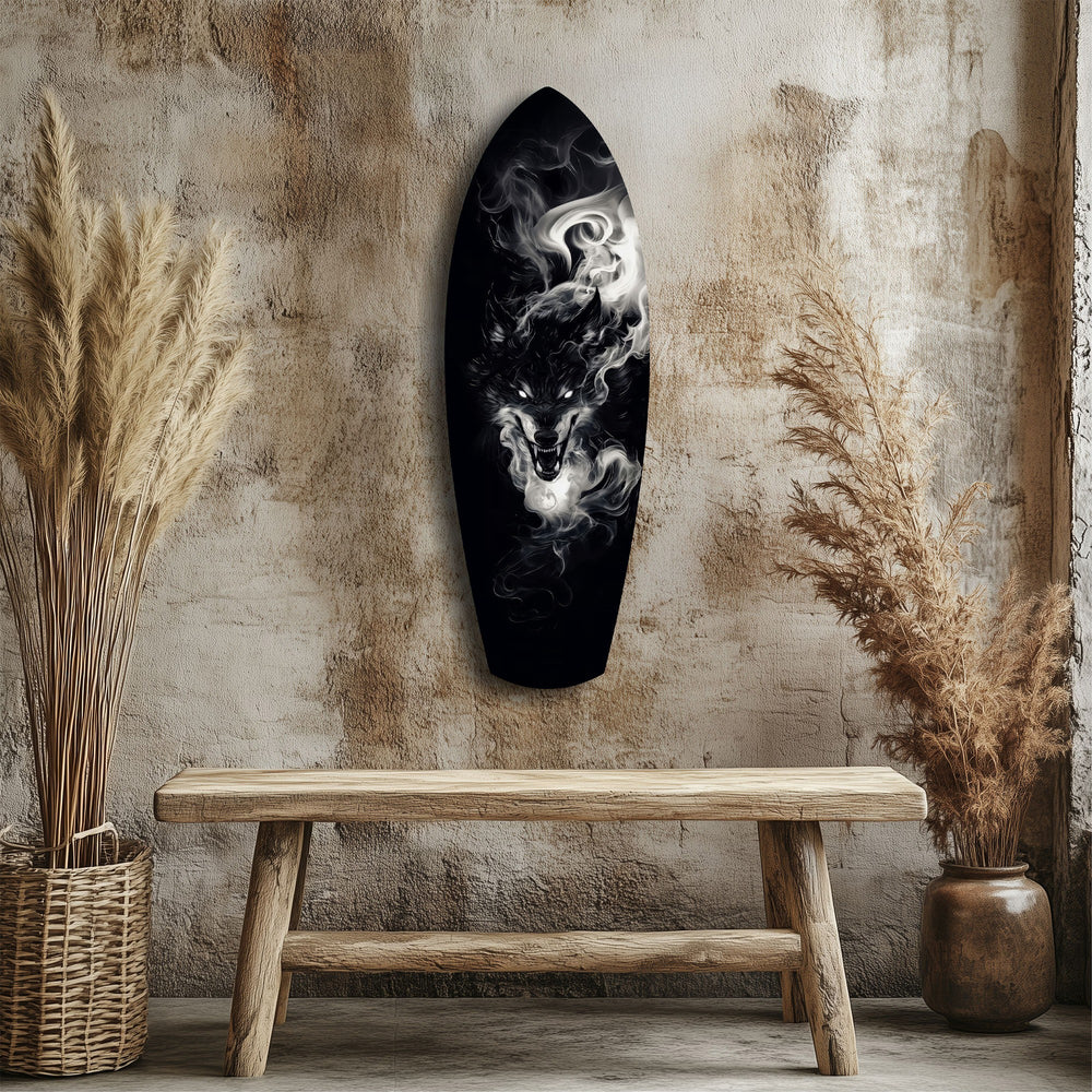 Smoke Wolf Dark Spirit Glass Wall Art.