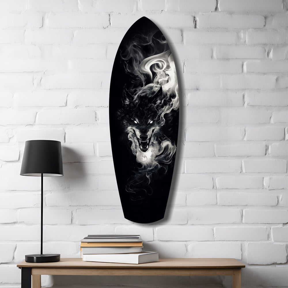 Smoke Wolf Dark Spirit Glass Wall Art.