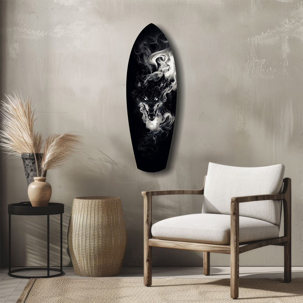 Smoke Wolf Dark Spirit Glass Wall Art.