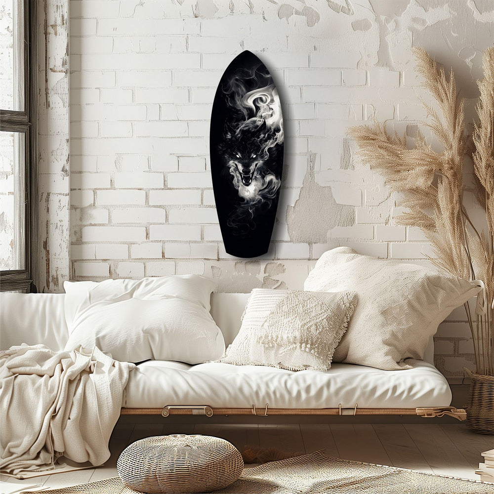 Smoke Wolf Dark Spirit Glass Wall Art.