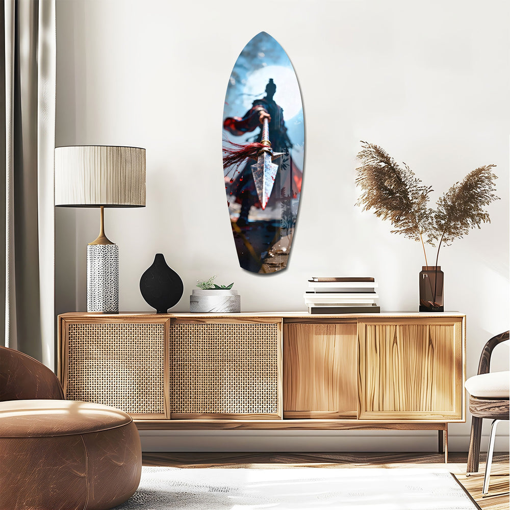 Samurai Spear Moonlight Glass Wall Art.