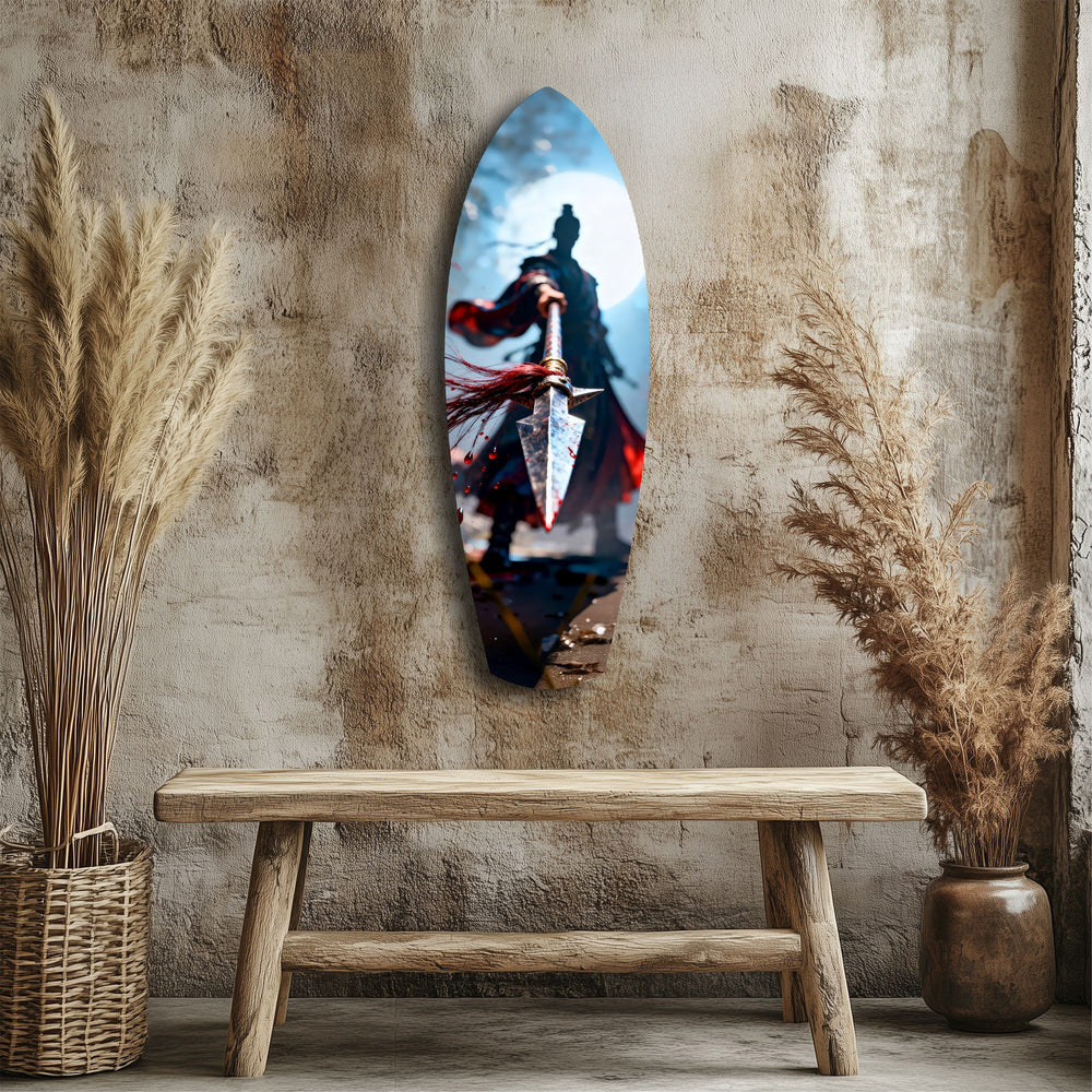 Samurai Spear Moonlight Glass Wall Art.