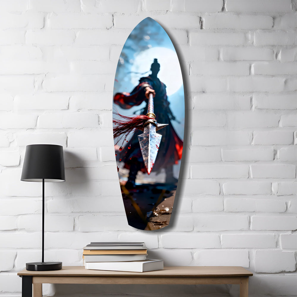 Samurai Spear Moonlight Glass Wall Art.