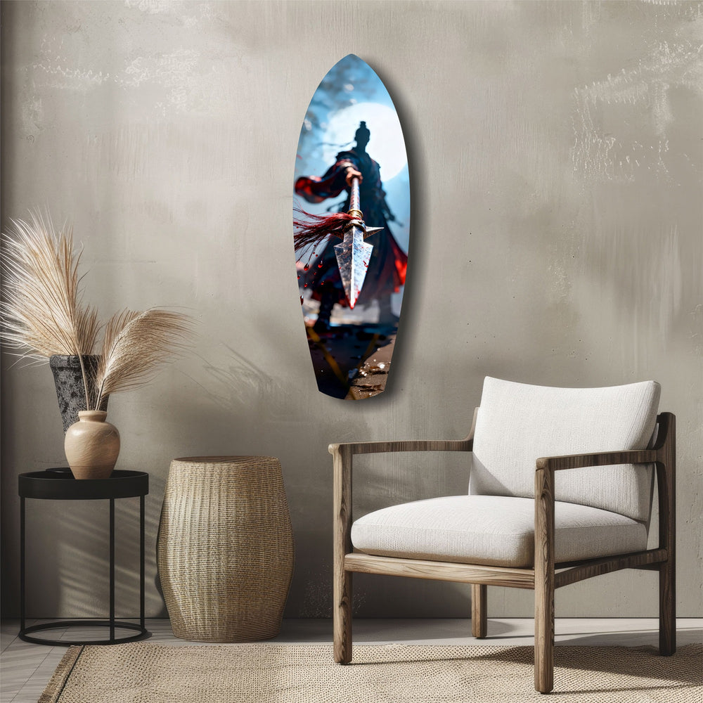 Samurai Spear Moonlight Glass Wall Art.