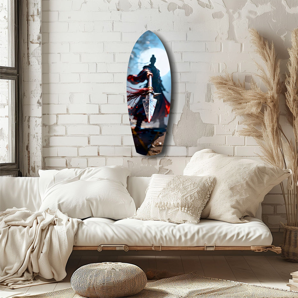 Samurai Spear Moonlight Glass Wall Art.