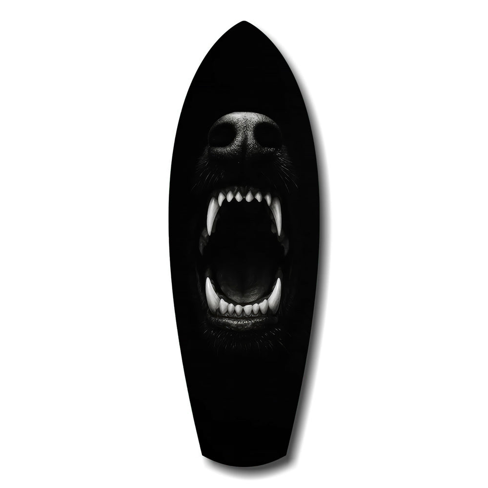 Beast Fangs Close-Up Dark Glass Wall Art.