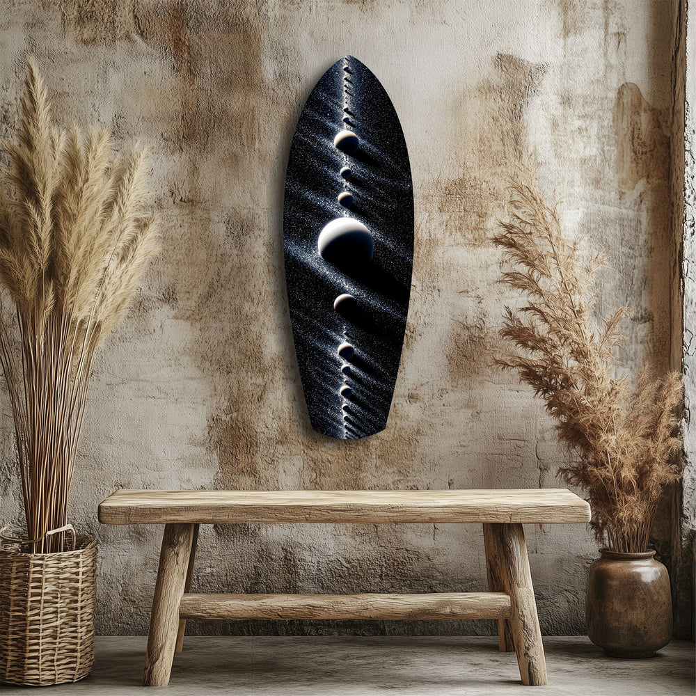 Planet Alignment Cosmos Starfield Glass Wall Art.