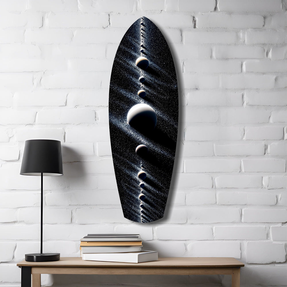 Planet Alignment Cosmos Starfield Glass Wall Art.
