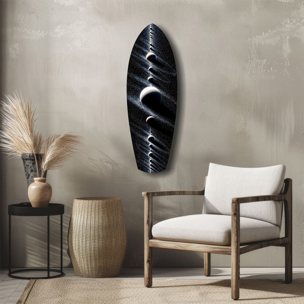 Planet Alignment Cosmos Starfield Glass Wall Art.