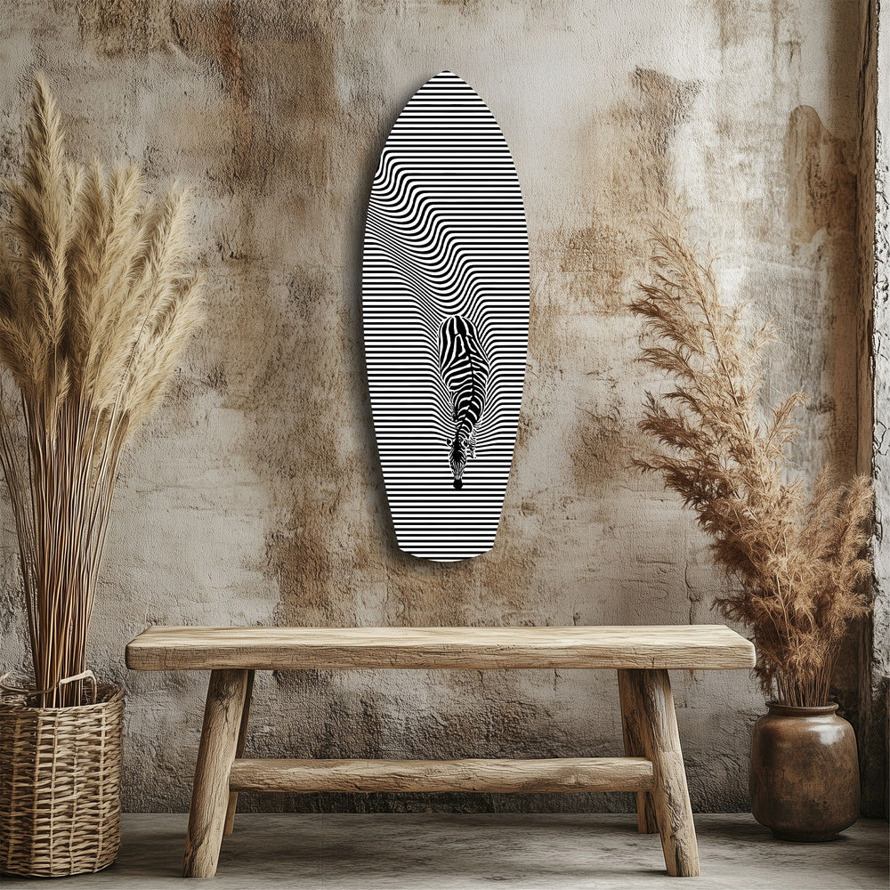 Optical Zebra Wave Lines Glass Wall Art.