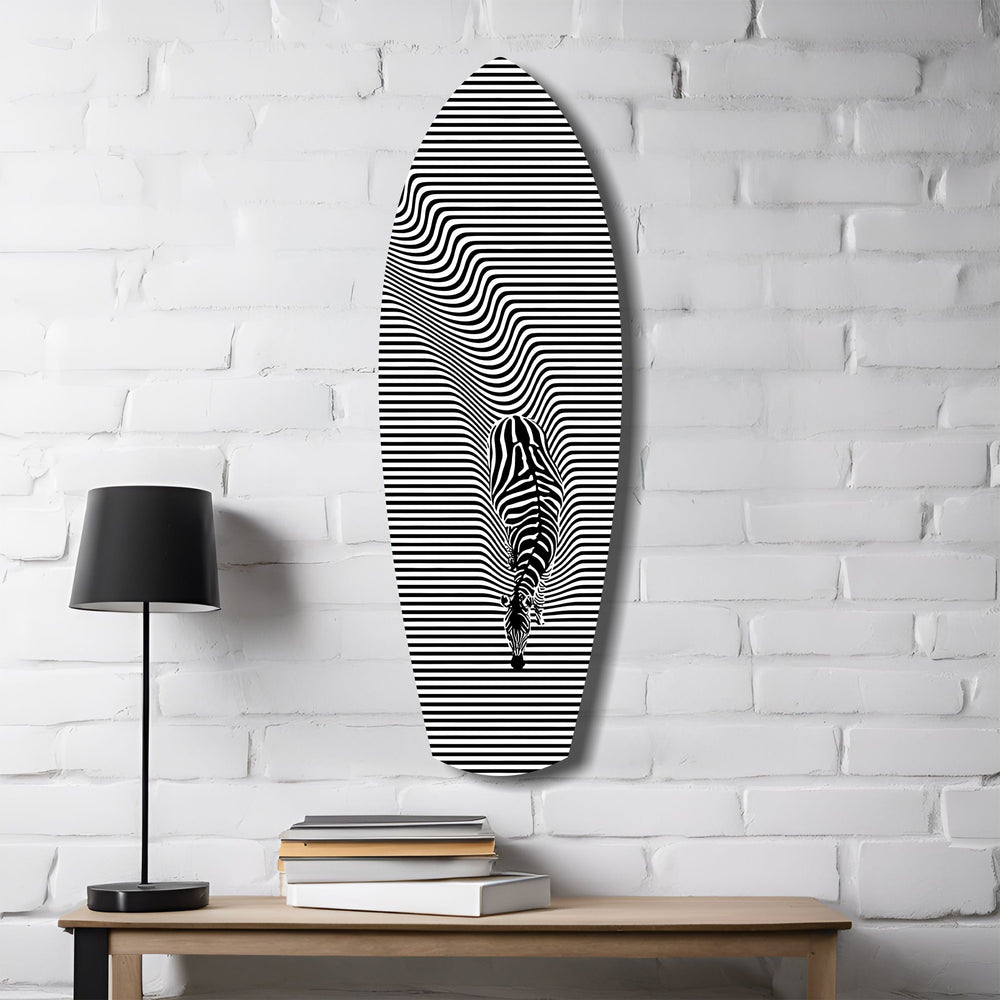 Optical Zebra Wave Lines Glass Wall Art.
