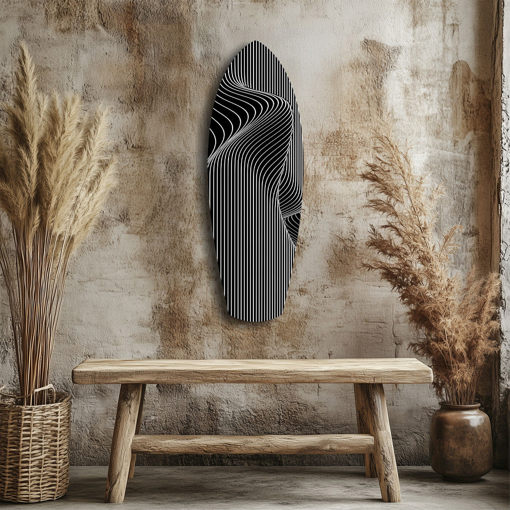 Op Art Wave Pinstripe Geometric Glass Wall Art.
