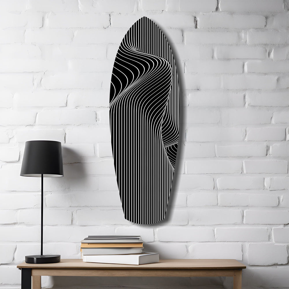 Op Art Wave Pinstripe Geometric Glass Wall Art.