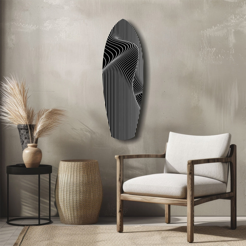 Op Art Wave Pinstripe Geometric Glass Wall Art.