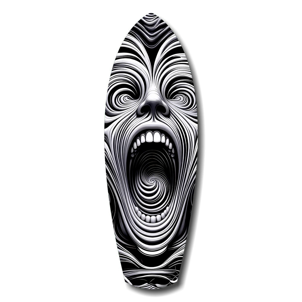 Screaming Face Op Art Swirl Surreal Glass Wall Art.