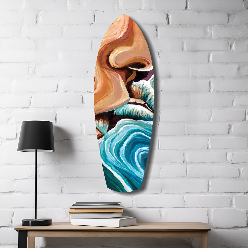 Coastal Cliffs Painterly Ocean Wave Glass Wall Art.