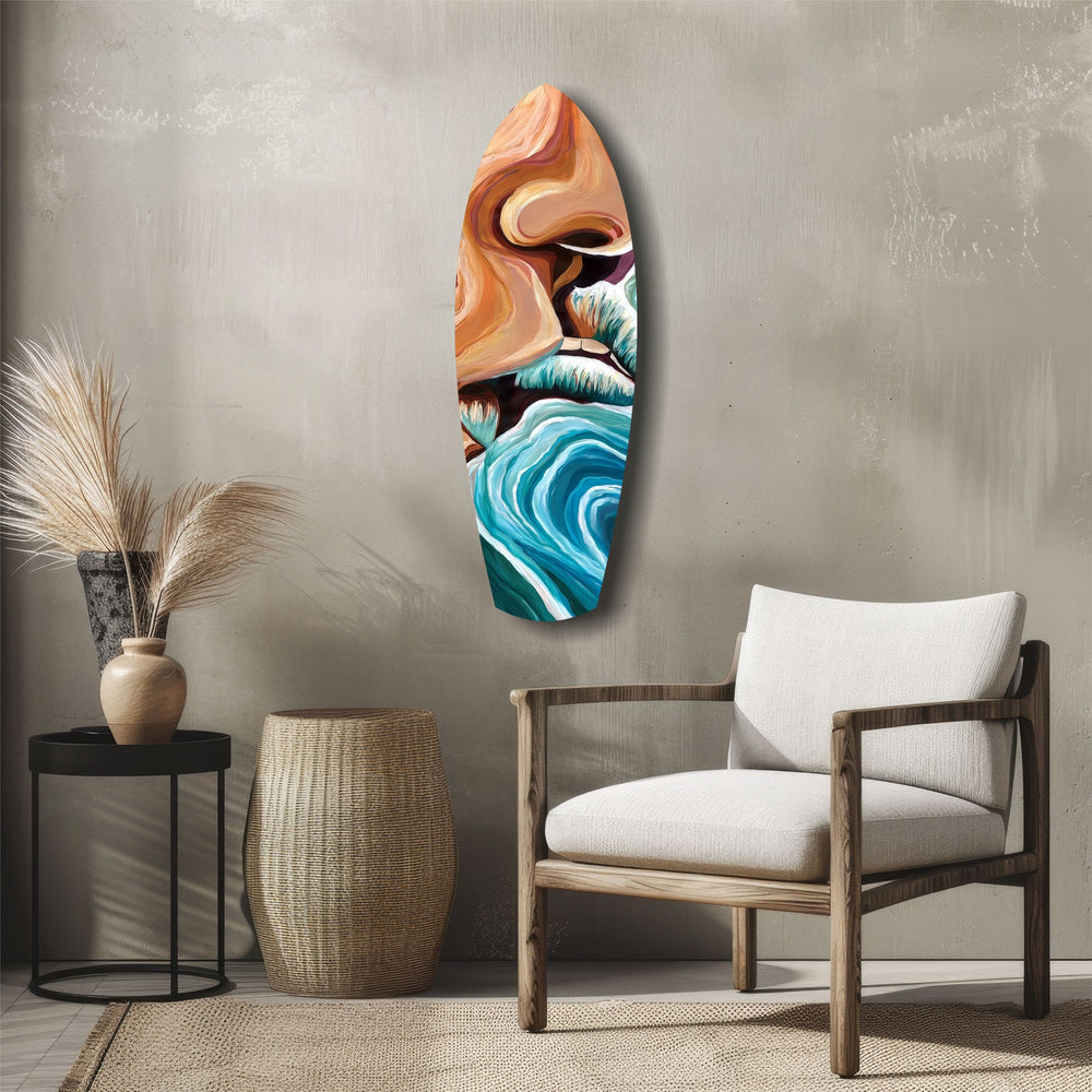 Coastal Cliffs Painterly Ocean Wave Glass Wall Art.