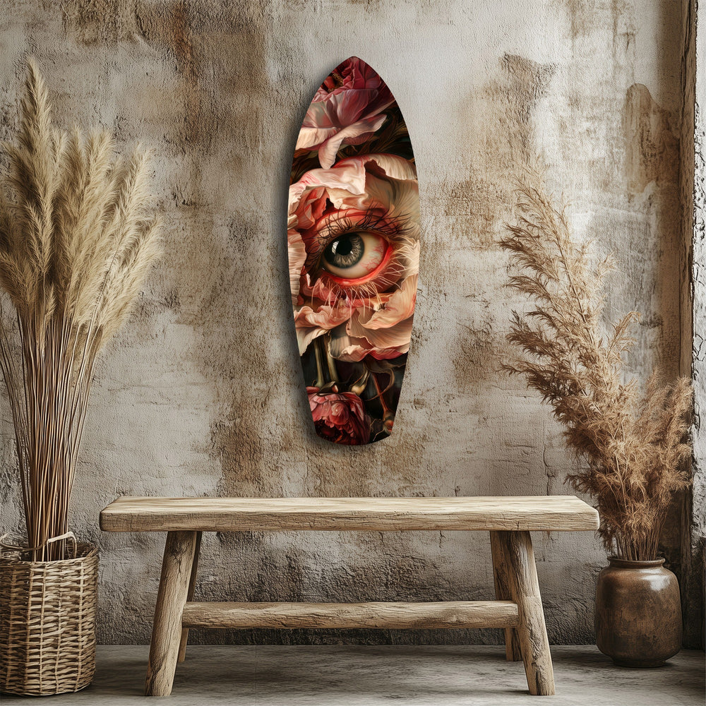 Surreal Eye Peony Bloom Dark Romance Glass Wall Art.