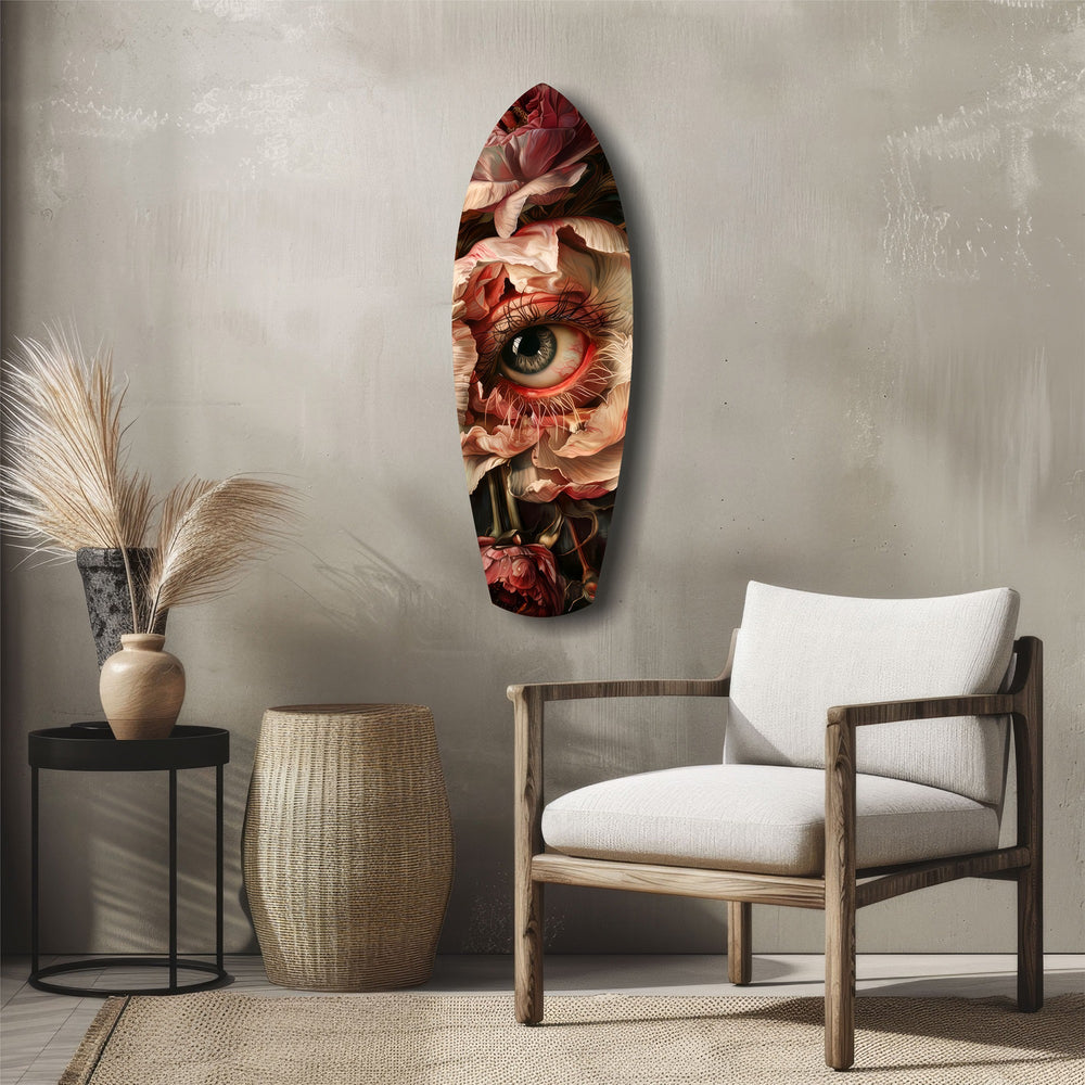 Surreal Eye Peony Bloom Dark Romance Glass Wall Art.