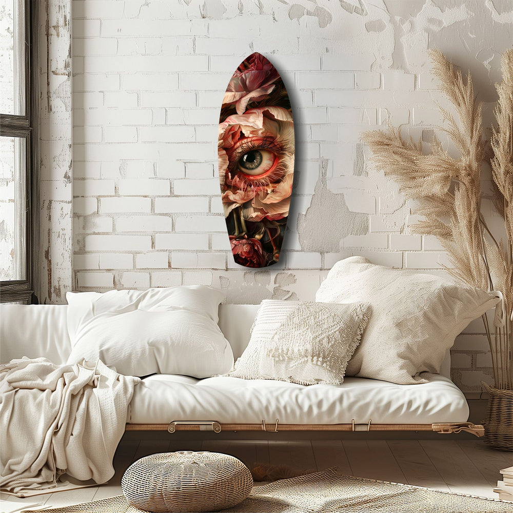 Surreal Eye Peony Bloom Dark Romance Glass Wall Art.