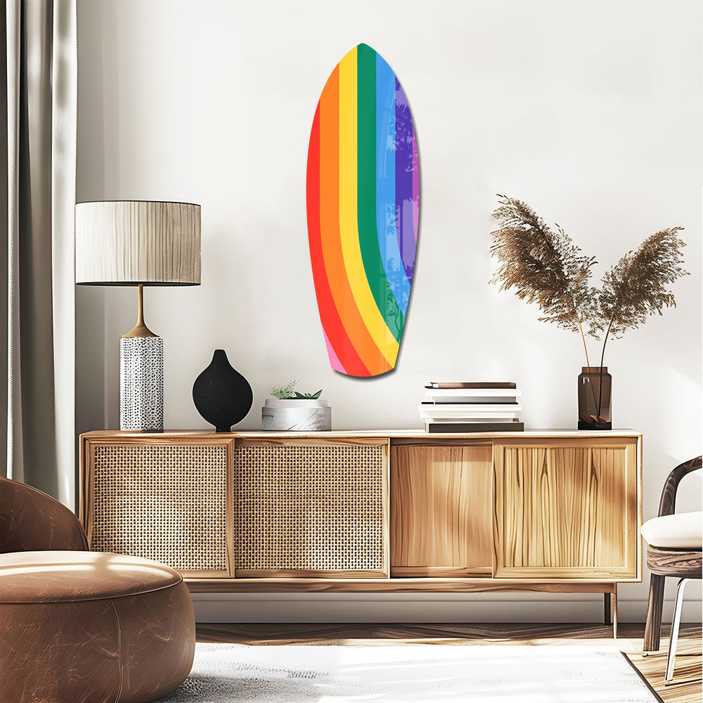 Rainbow Pride Stripes Vibrant Glass Wall Art.