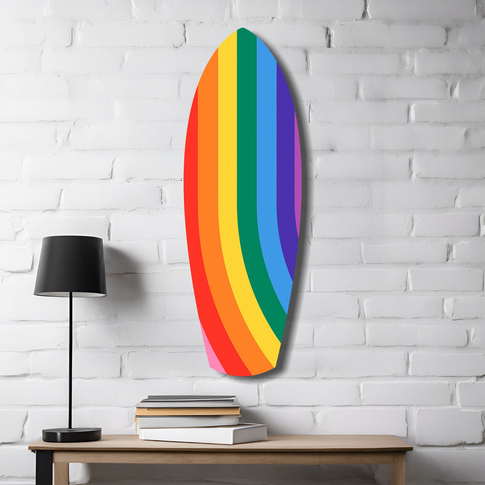 Rainbow Pride Stripes Vibrant Glass Wall Art.