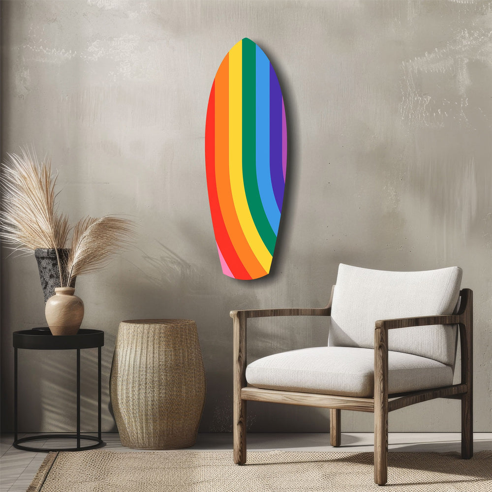 Rainbow Pride Stripes Vibrant Glass Wall Art.