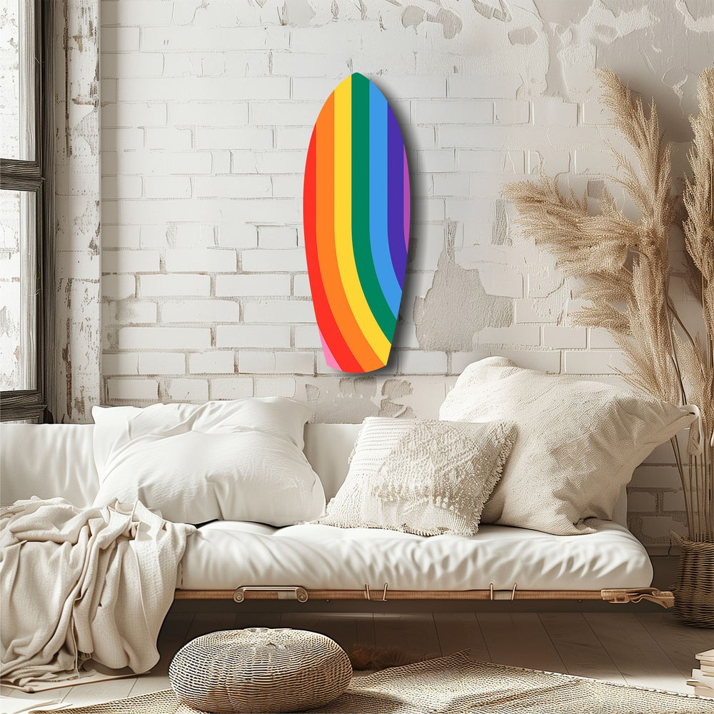 Rainbow Pride Stripes Vibrant Glass Wall Art.