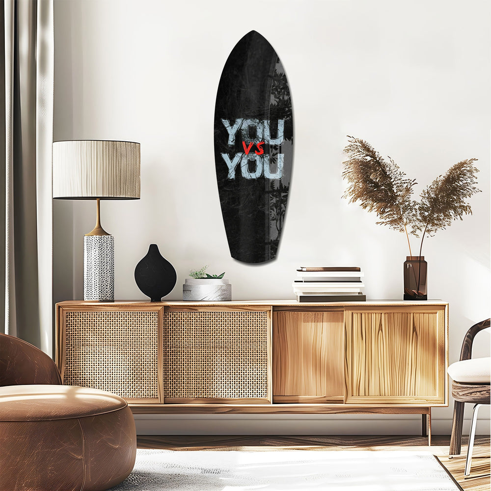 You vs You Grunge Motivational Glass Wall Art.