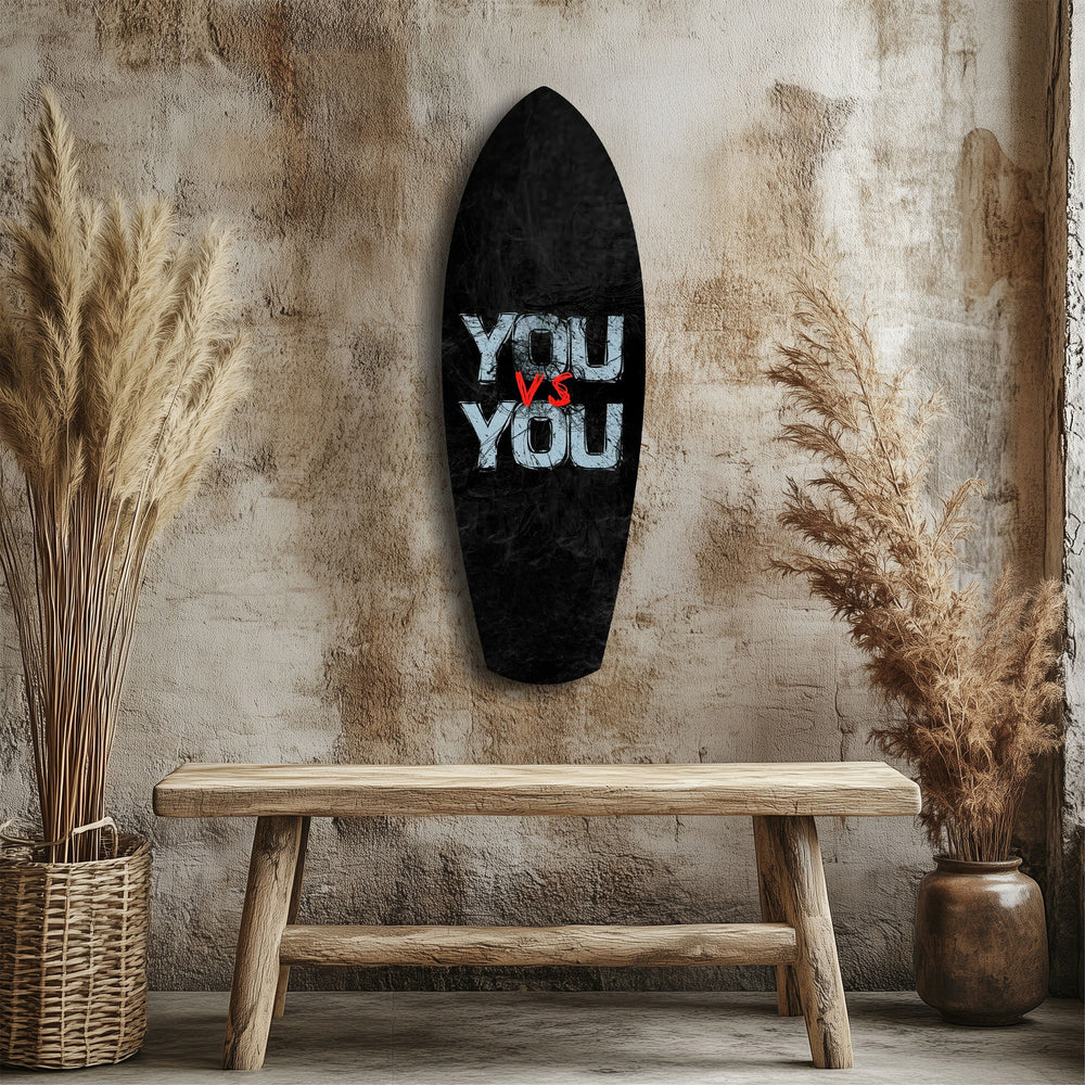 You vs You Grunge Motivational Glass Wall Art.
