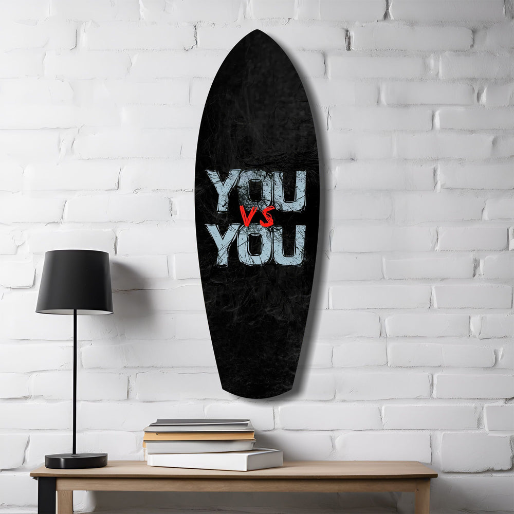 You vs You Grunge Motivational Glass Wall Art.