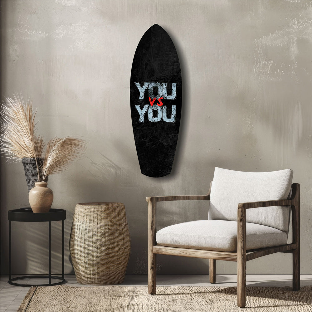 You vs You Grunge Motivational Glass Wall Art.