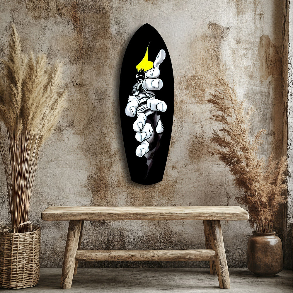 Anime Fighter Bandage Hands Manga Glass Wall Art.