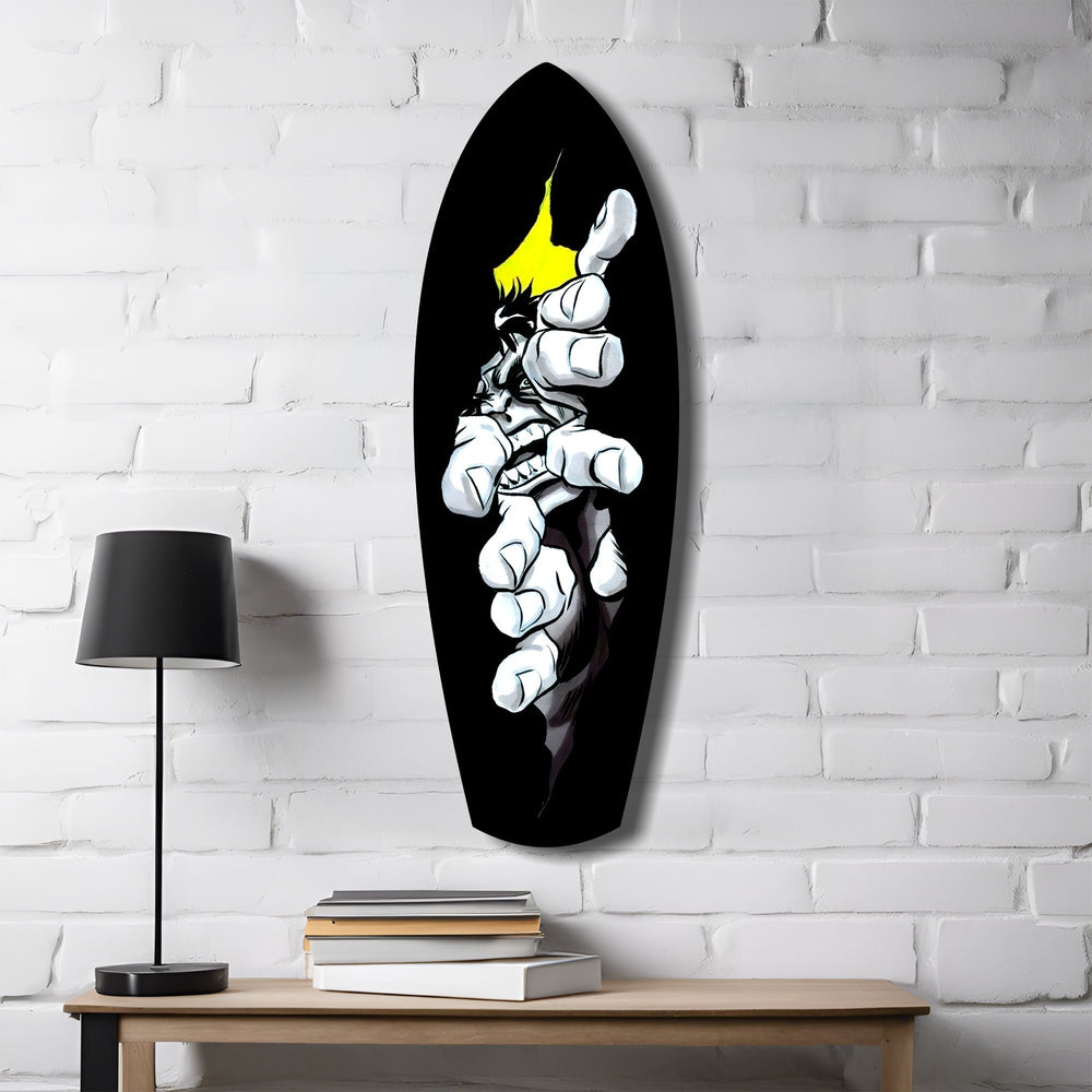 Anime Fighter Bandage Hands Manga Glass Wall Art.