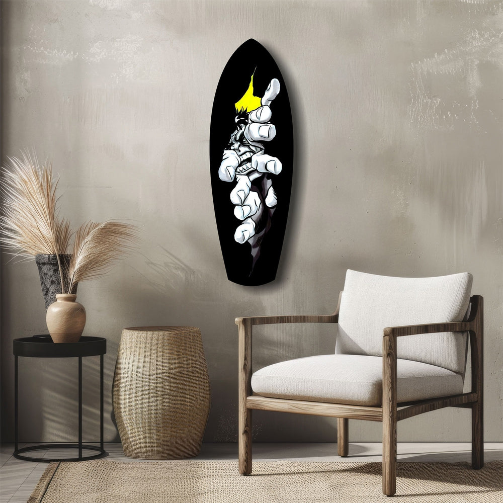Anime Fighter Bandage Hands Manga Glass Wall Art.