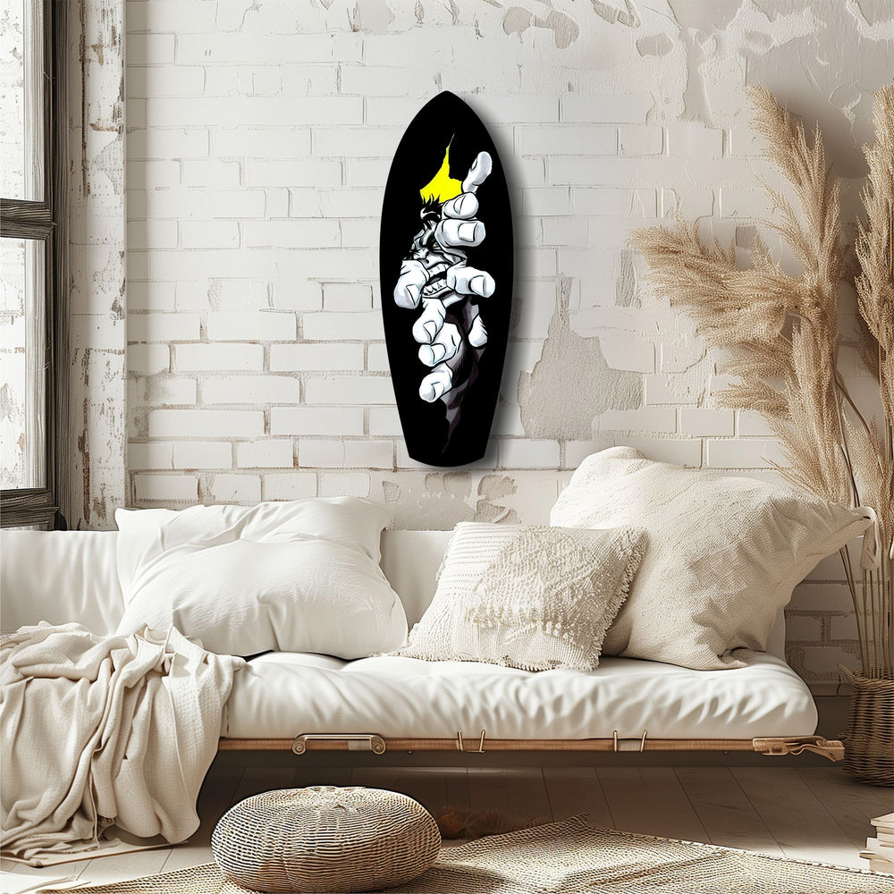 Anime Fighter Bandage Hands Manga Glass Wall Art.
