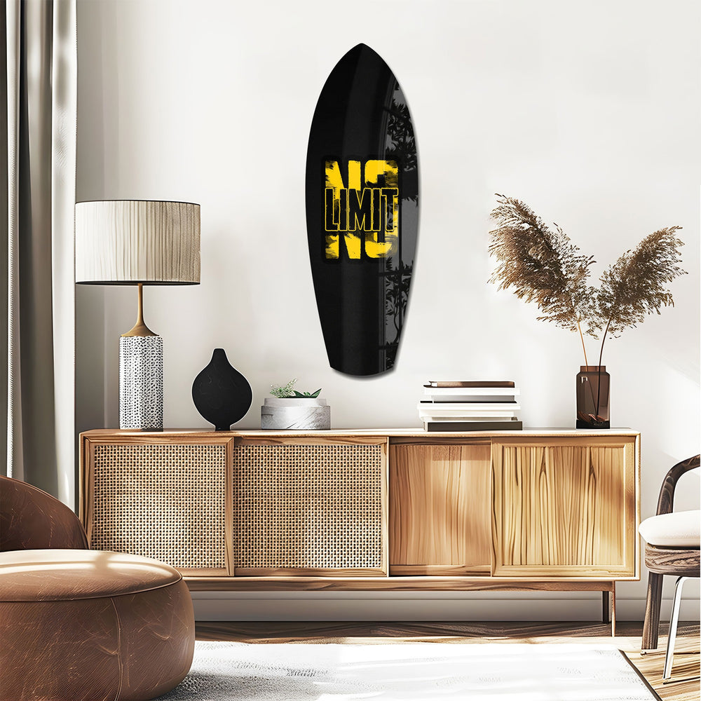 No Limit Bold Typography Motivational Glass Wall Art.