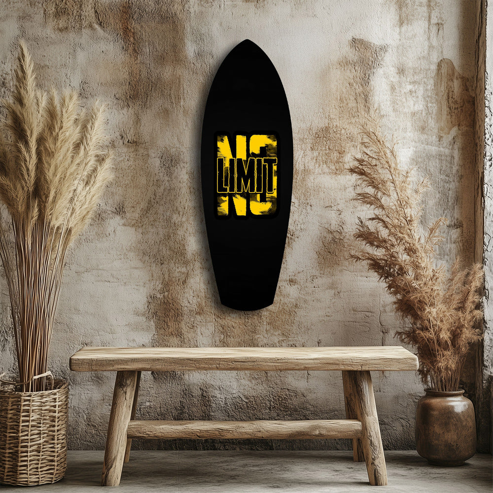No Limit Bold Typography Motivational Glass Wall Art.