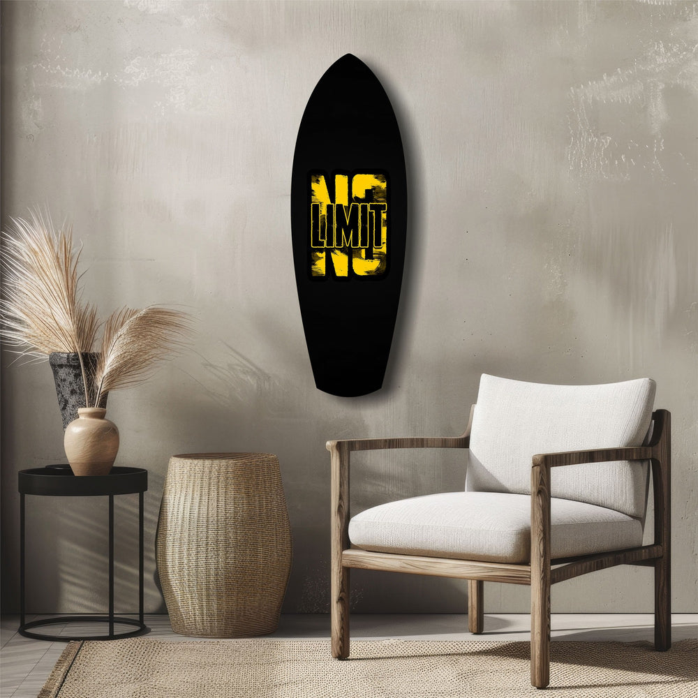 No Limit Bold Typography Motivational Glass Wall Art.