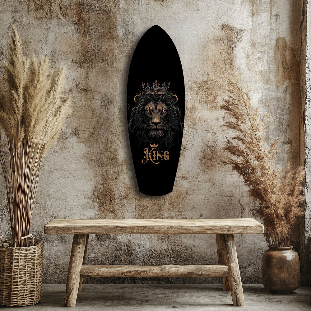 Gold Proud Savanna Lion Glass Wall Art