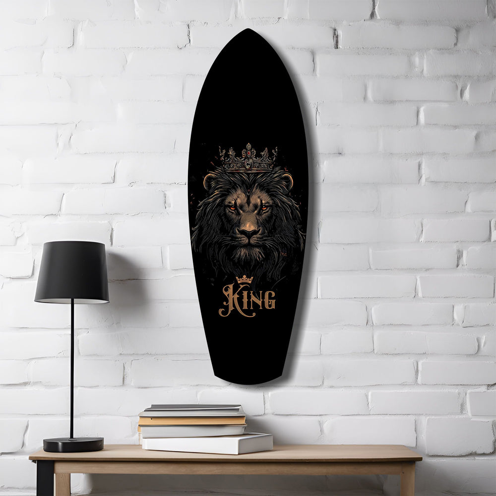 Gold Proud Savanna Lion Glass Wall Art