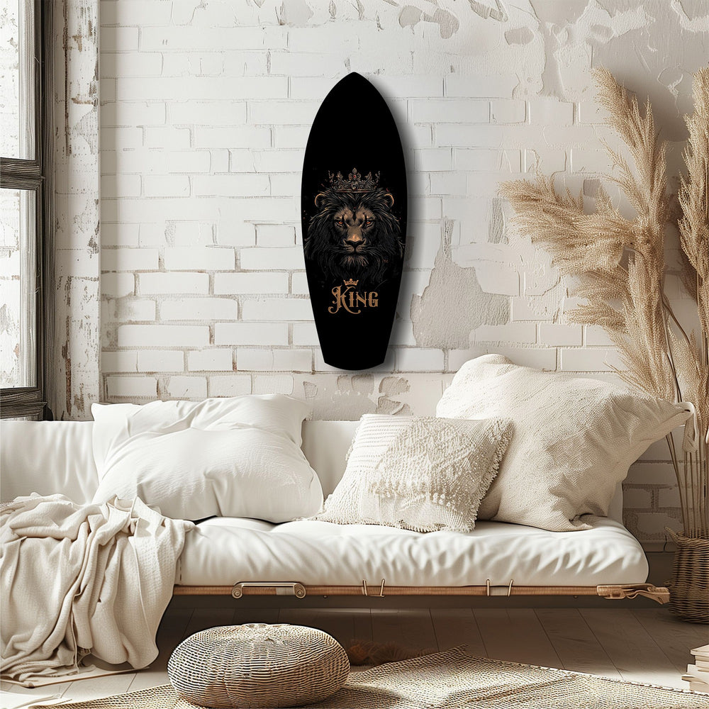 Gold Proud Savanna Lion Glass Wall Art