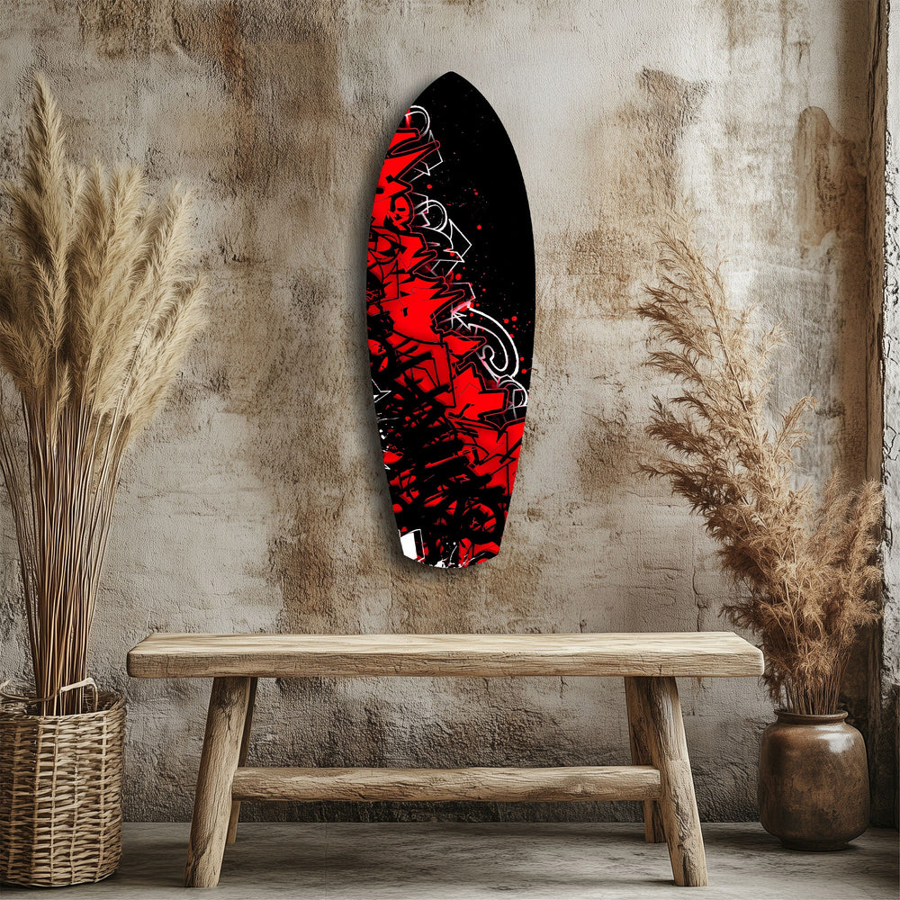 Red Black Graffiti Street Art Glass Wall Art.