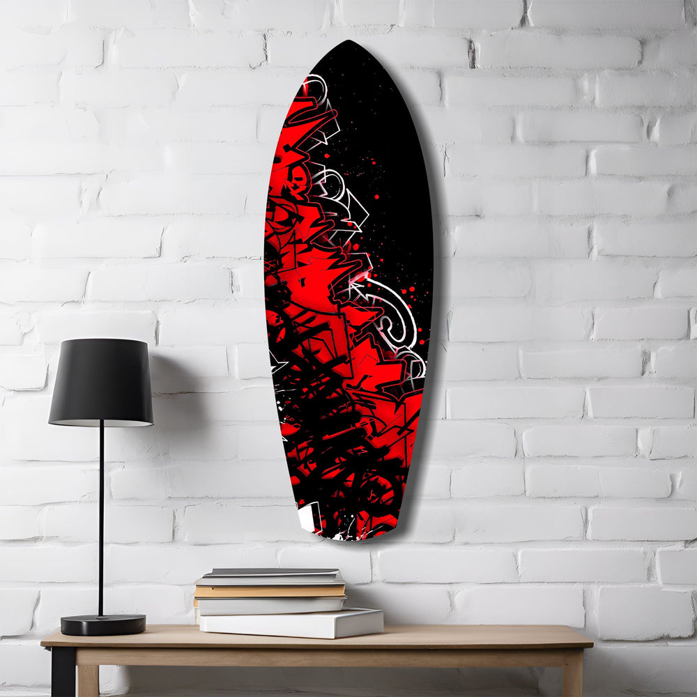 Red Black Graffiti Street Art Glass Wall Art.