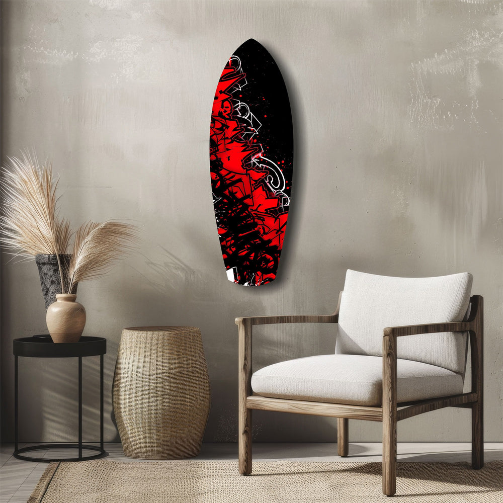 Red Black Graffiti Street Art Glass Wall Art.
