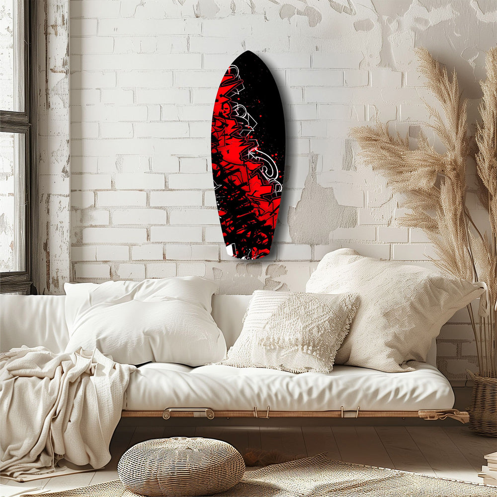 Red Black Graffiti Street Art Glass Wall Art.