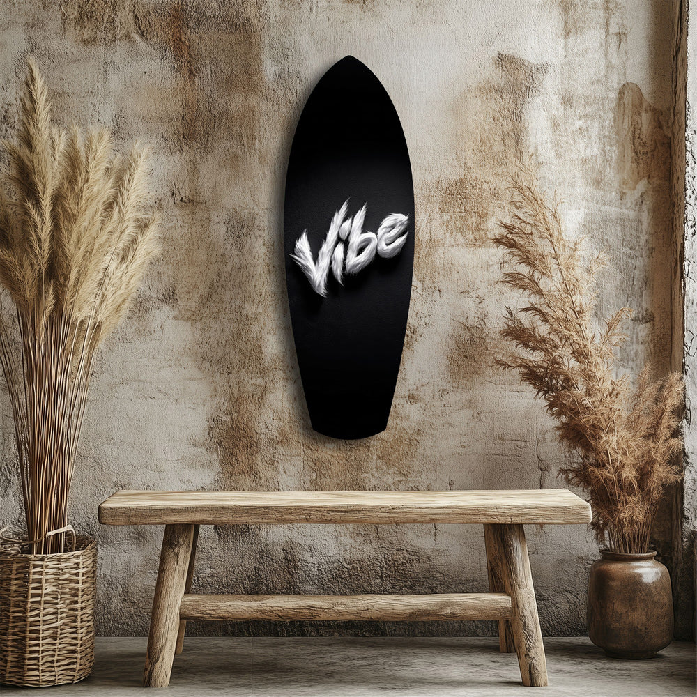 Vibe Feather Typography Minimal Glass Wall Art.